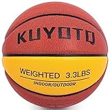 KUYOTQ 3.3lbs Weighted Basketball Composite Indoor Outdoor Heavy Trainer Basketball for Improving Ball Handling Dribbling Passing and Rebounding Skill | deflated, Size 7