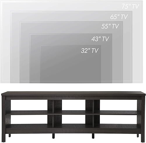 Miniatura 22 de WAMPAT Soporte de TV para TV de 75 pulgadas, centro de entretenimiento espresso para consola de TV de 70 pulgadas con 6 almacenamiento para sala de