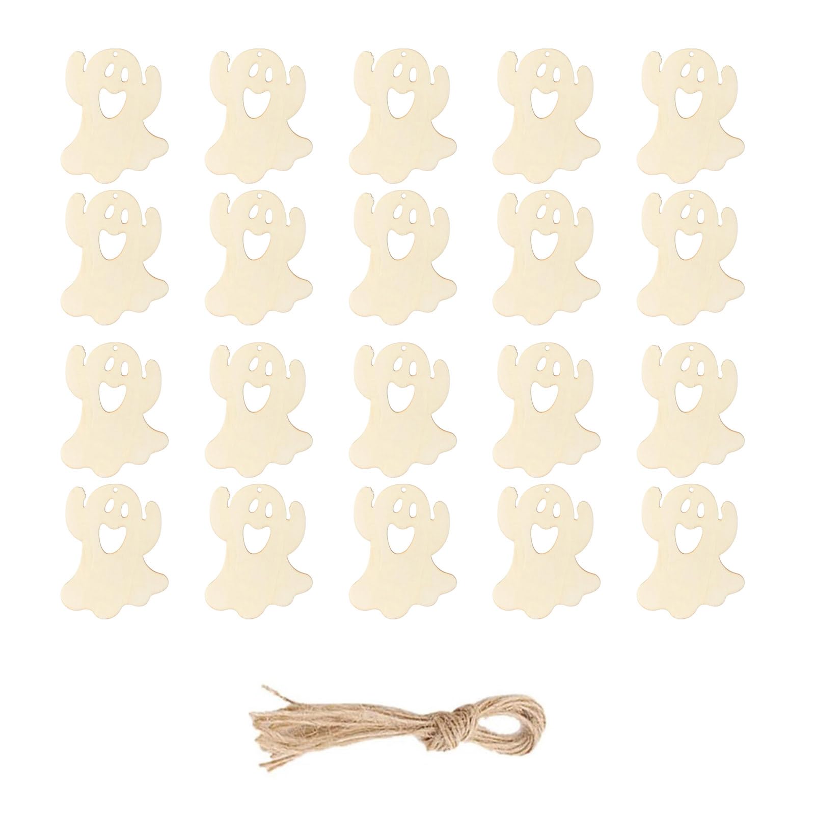 Jazuaiao 20PCS Wood Hanging Halloweens Decorations Easy Assembly Holiday Craft Project for Kids Adults Halloweens Wooden Decorations