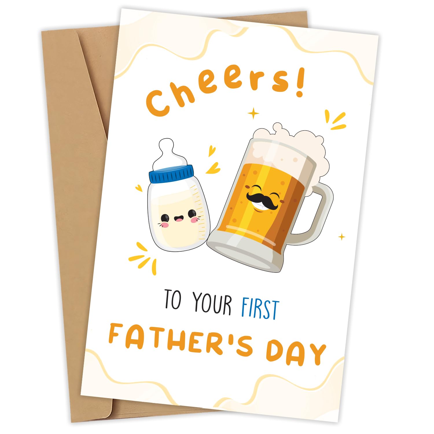 Happy First Father's Day Card For Husband From Wife - Cheers To Our First Father's Days - New Dad Fathers Day Card- New Dad Gifts First Time From Wife