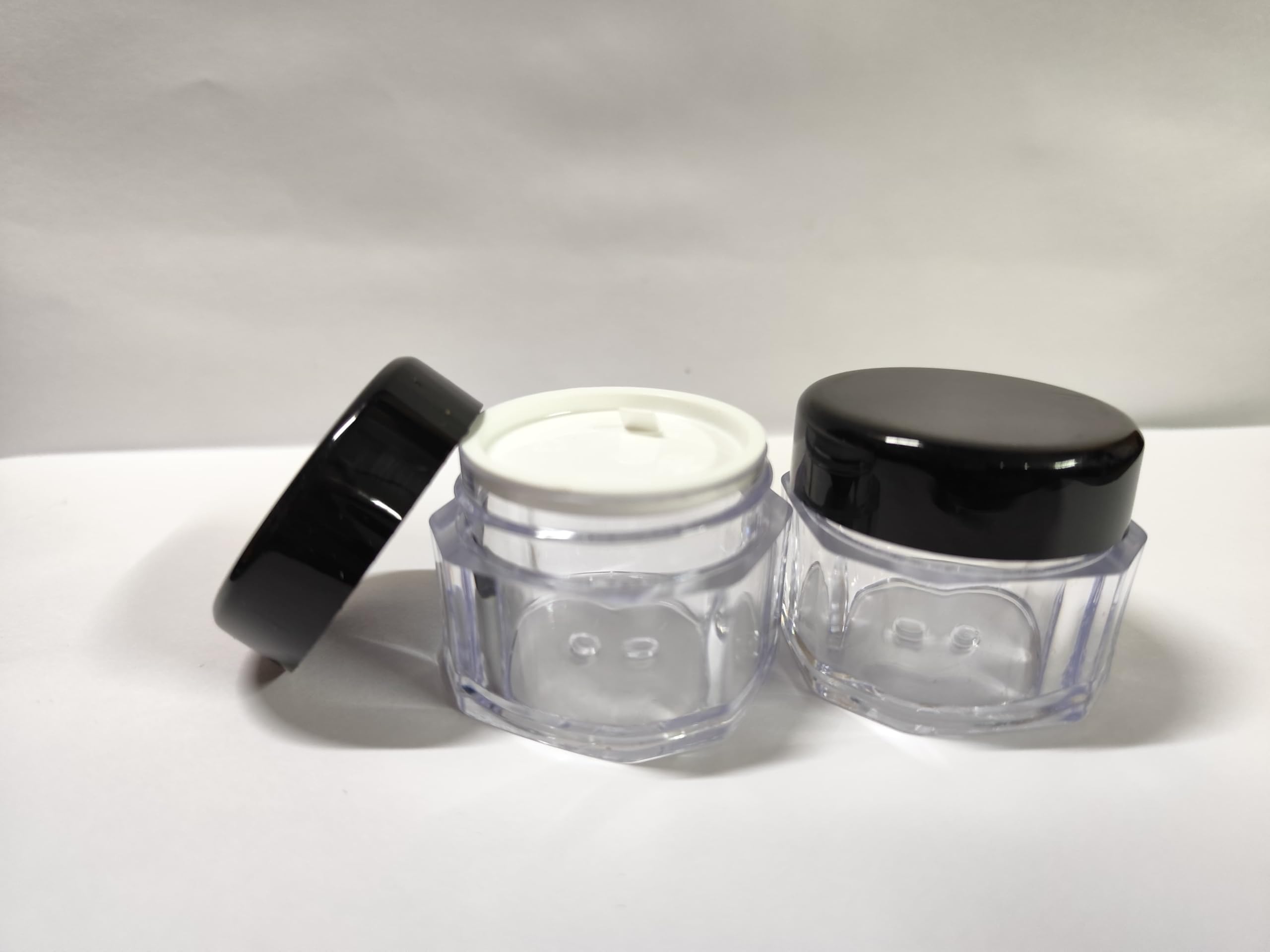 SHREE MAHA 30gm Empty Cosmetic Containers, Acrylic Jars, Fancy Small Octagone shaped Cosmetics, Lip Balm Containers, Transparent Jar with Black Cap- 30 gm (Pack of 12pcs)-image-41