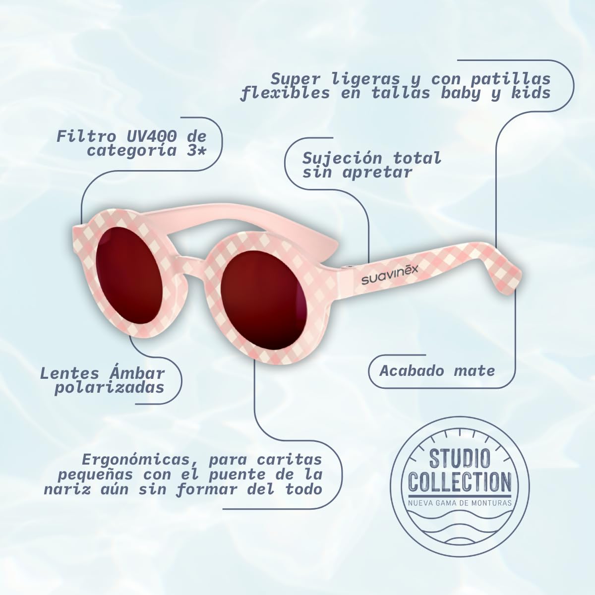 Gafas de Sol para Bebés de 0 a 12 Meses, Polarizadas, con Filtro UV400, Cat. 3, 100% Protección Rayos UVA y UVB, Funda Incluida, Muy Flexibles y Ligeras, Redondas, Modelo 2026