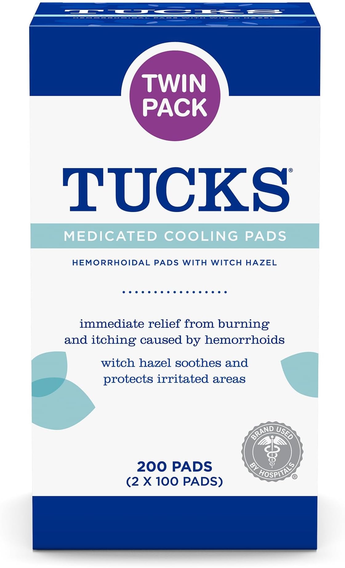 Medicated Cooling Pads, 200 Count - Witch Hazel Pads for Sensitive Areas, Cleanse and Protect from Irritation