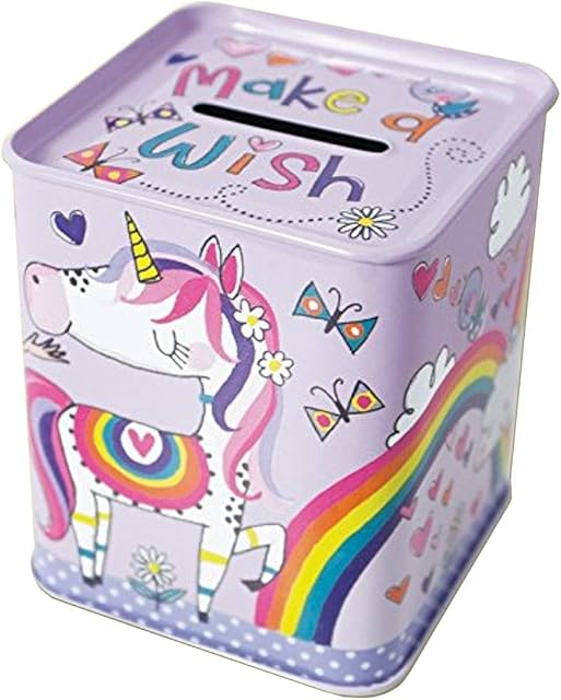 Rachel Ellen Make A Wish Unicorn and Princess Money Tin Money Bank