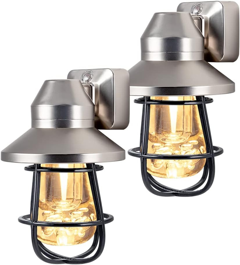 GE LED Vintage Night Light, Plug-in, Dusk-to-Dawn, Farmhouse, Rustic, Home Décor, UL-Certified, Ideal Nightlight for Bedroom, Bathroom, Kitchen, Hallway, 44737, Black, 2 Pack : Everything Else