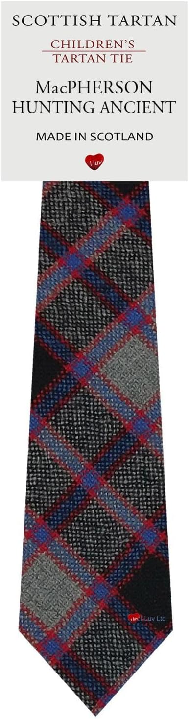 I LUV LTD Boys All Wool Tie Woven And Made in Scotland in MacPherson Hunting Ancient Tartan