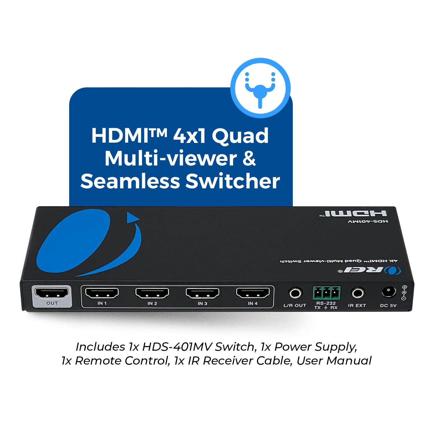 OREI Quad Multi HDMI Viewer 4 em 1 saída HDMI Switcher 4 portas
