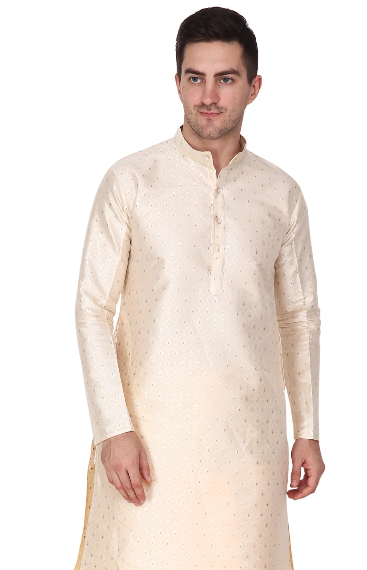 Rameshwaram Fabrics Readymade Dhoti for men with Sherwani Style Silk Kurta, Suitable for Marriage, Pooja, Festival (M-Medium-38, Red) - Image 5 thumbnail