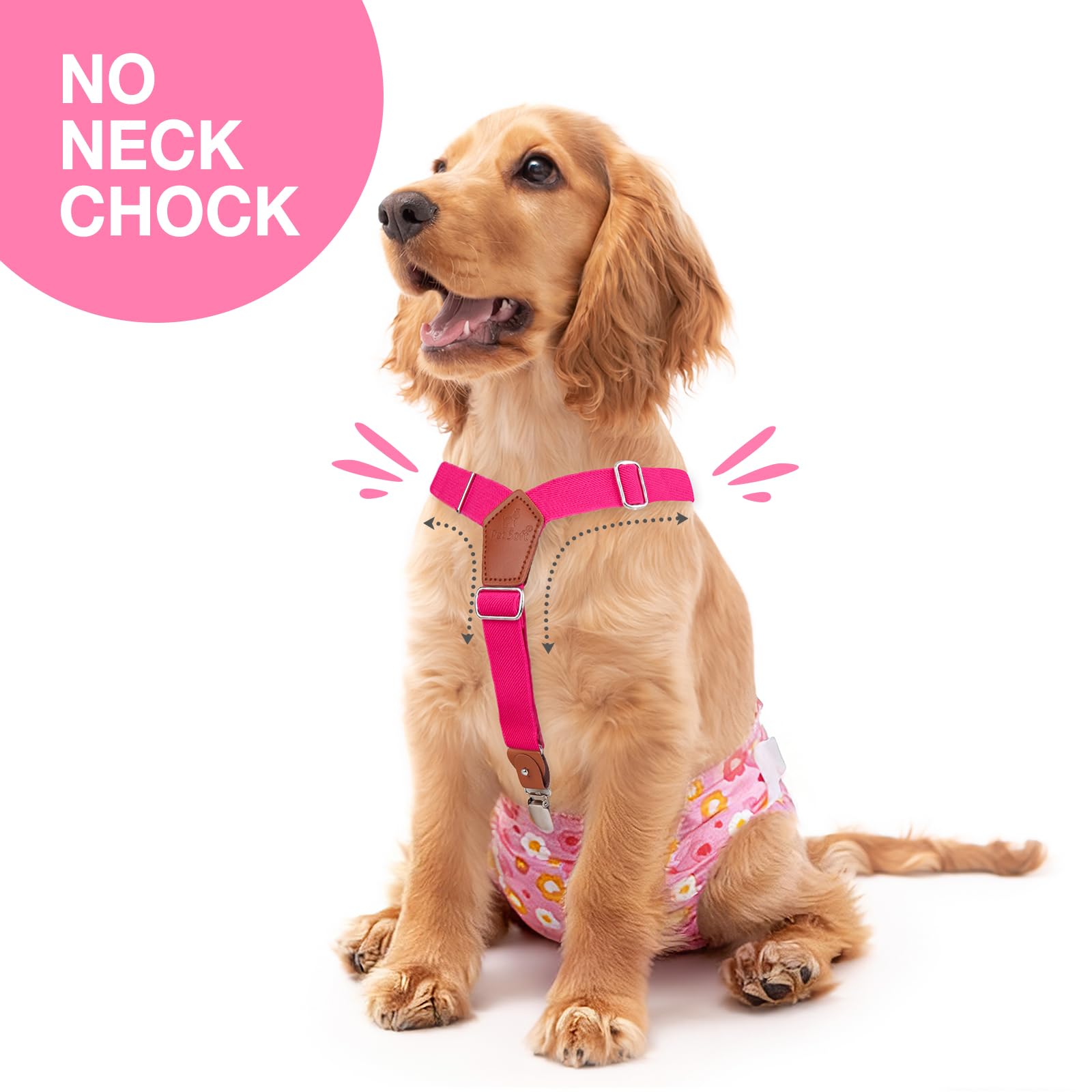 Pet Soft Dog Suspenders 2 Pieces Female Dog Diaper Suspenders For Dogs Diaper Keeper Suspender For Dog Skirt, Dog Dress (Black & Pink, S/Medium)