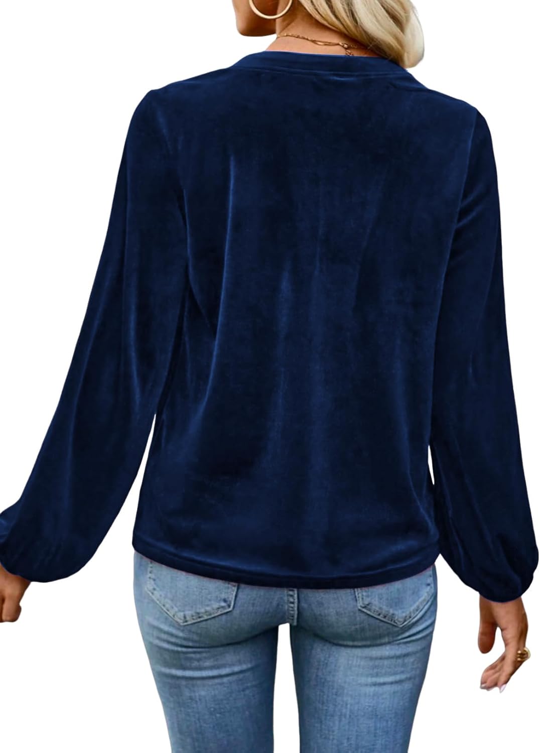 Womens Long Sleeve V Neck Dressy Casual Elegant Velvet Tops Winter Fall Fashion 2026 - Image 6