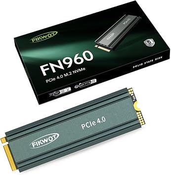 Fikwot M.2 SSD 2TB NVMe SSD M2 2280 PCIe Gen4 x4, Up to 5000MB/s Internal Solid State Drive with Heatsink for PS5 Desktops Laptops, Dynamic SLC Cache(FN960)