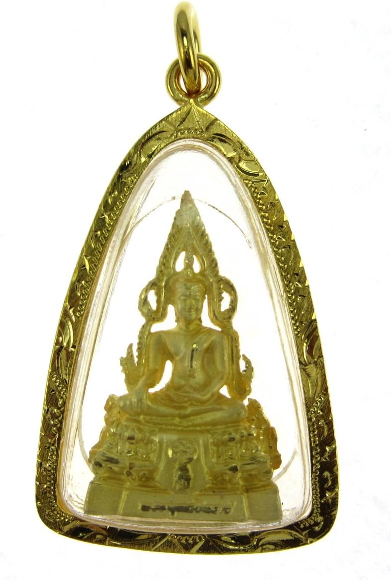Bangkok BazaarNicely Detailed Thai Chinnaraj Big Buddha Amulet Pendant 18k Gold Plated
