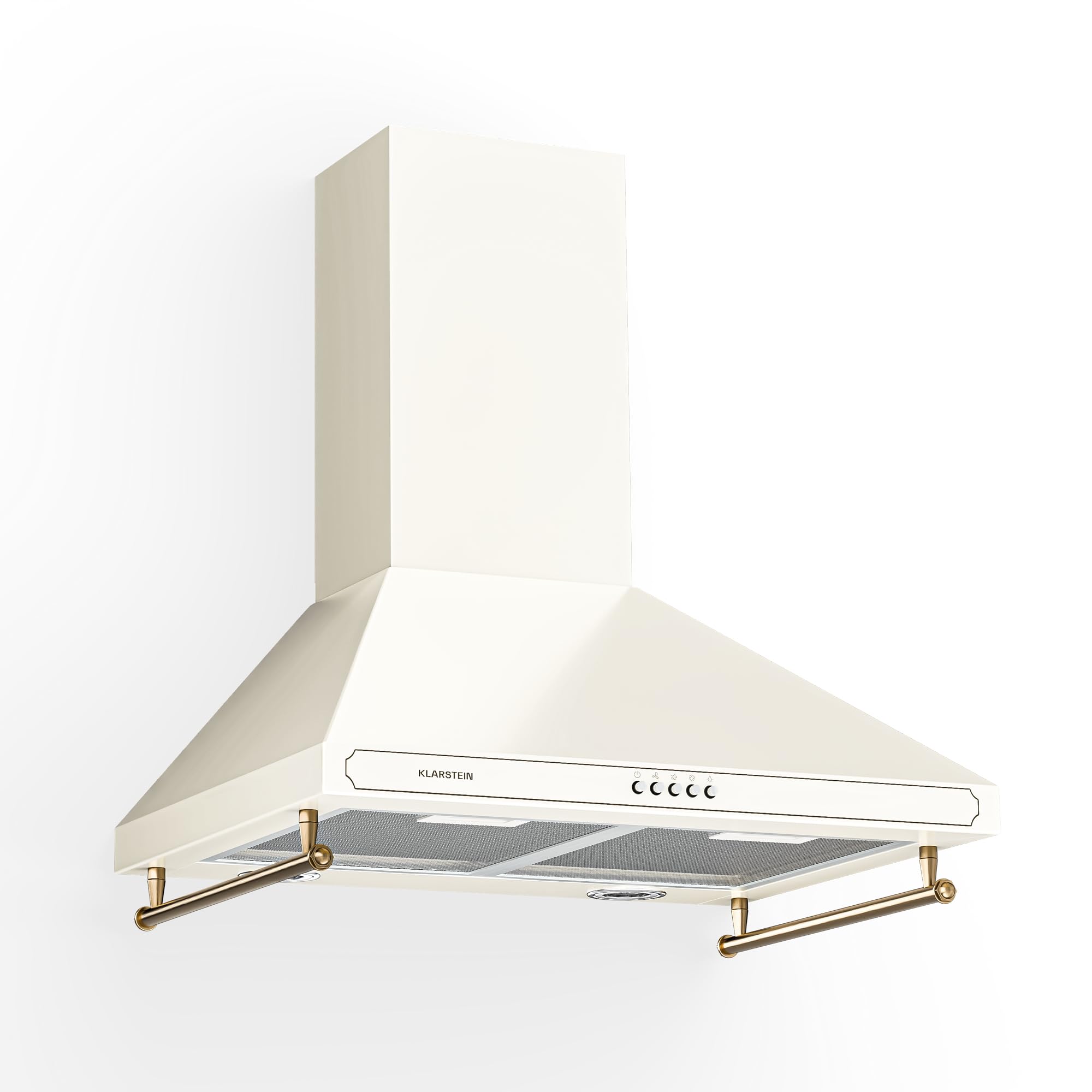 Klarstein 60cm Angled Extractor Fan for Kitchens, Exhaust Extractor Fan Hood w/Dishwasher Safe Aluminium Grease Filter, Quiet and Powerful 645m³/h Airflow, LED Lighting, Degreasing Extractor Hood