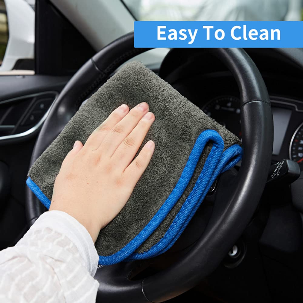 Asciugamano per lavaggio auto Asciugamano in microfibra ultra-spesso Asciugamani per asciugatura auto Dettagli auto Pulizia Lucidatura Accessori in panno per lavaggio auto in microfibra, confezione d