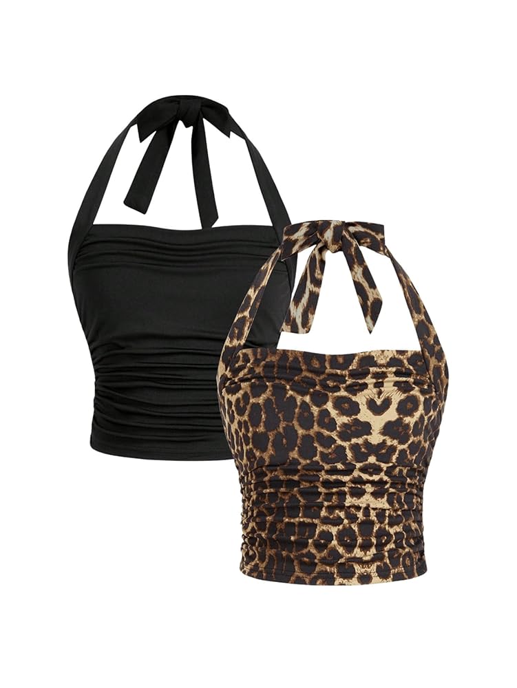 Amazon.com: Floerns Girl's 2 Pcs Sleeveless Halter Top