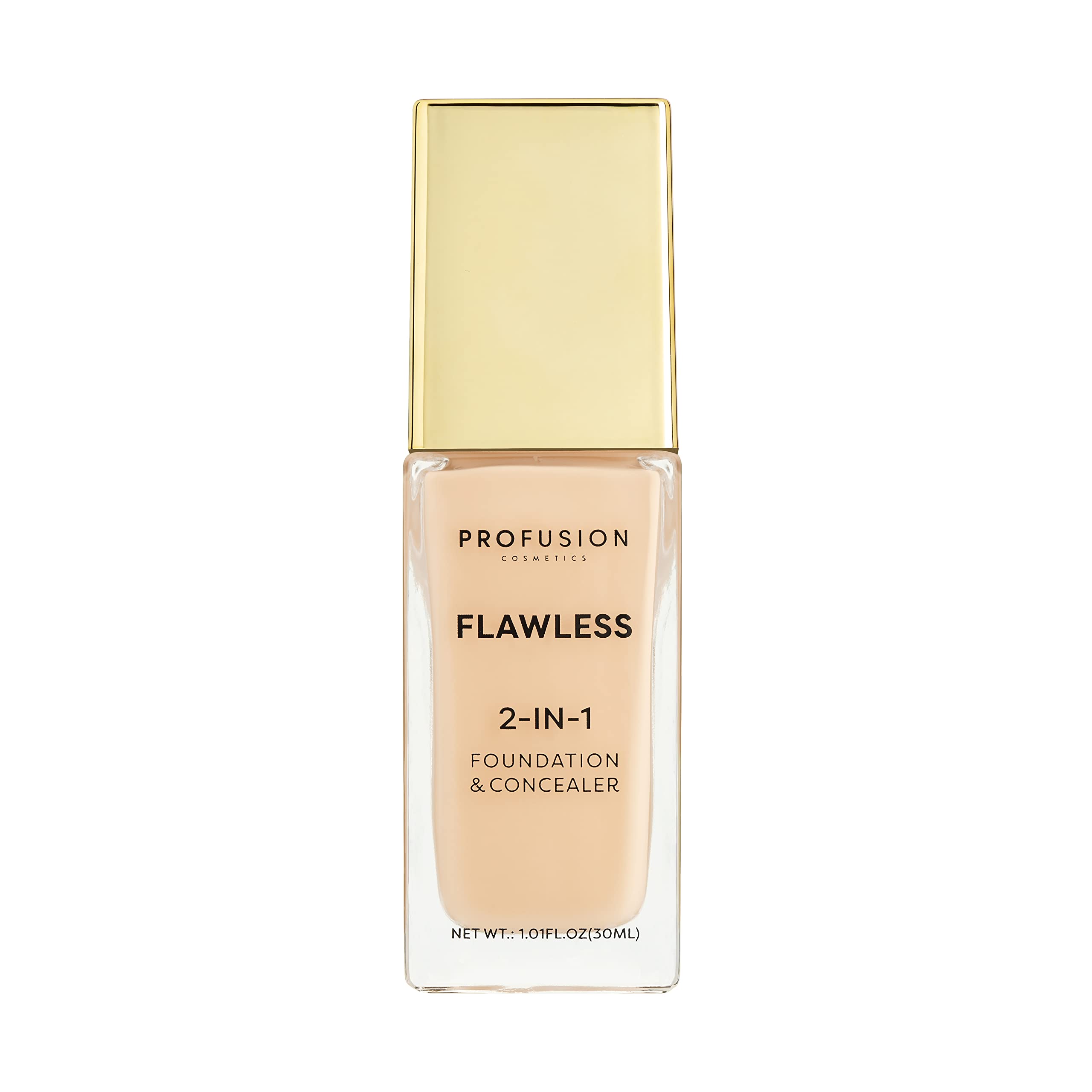 Profusion Cosmetics 2-In-1 Foundation and Concealer for Light Skin Tone, Flawless Full Coverage and Matte Finish with Convenient Solution for Achieving Polished Look - Fair Ivory