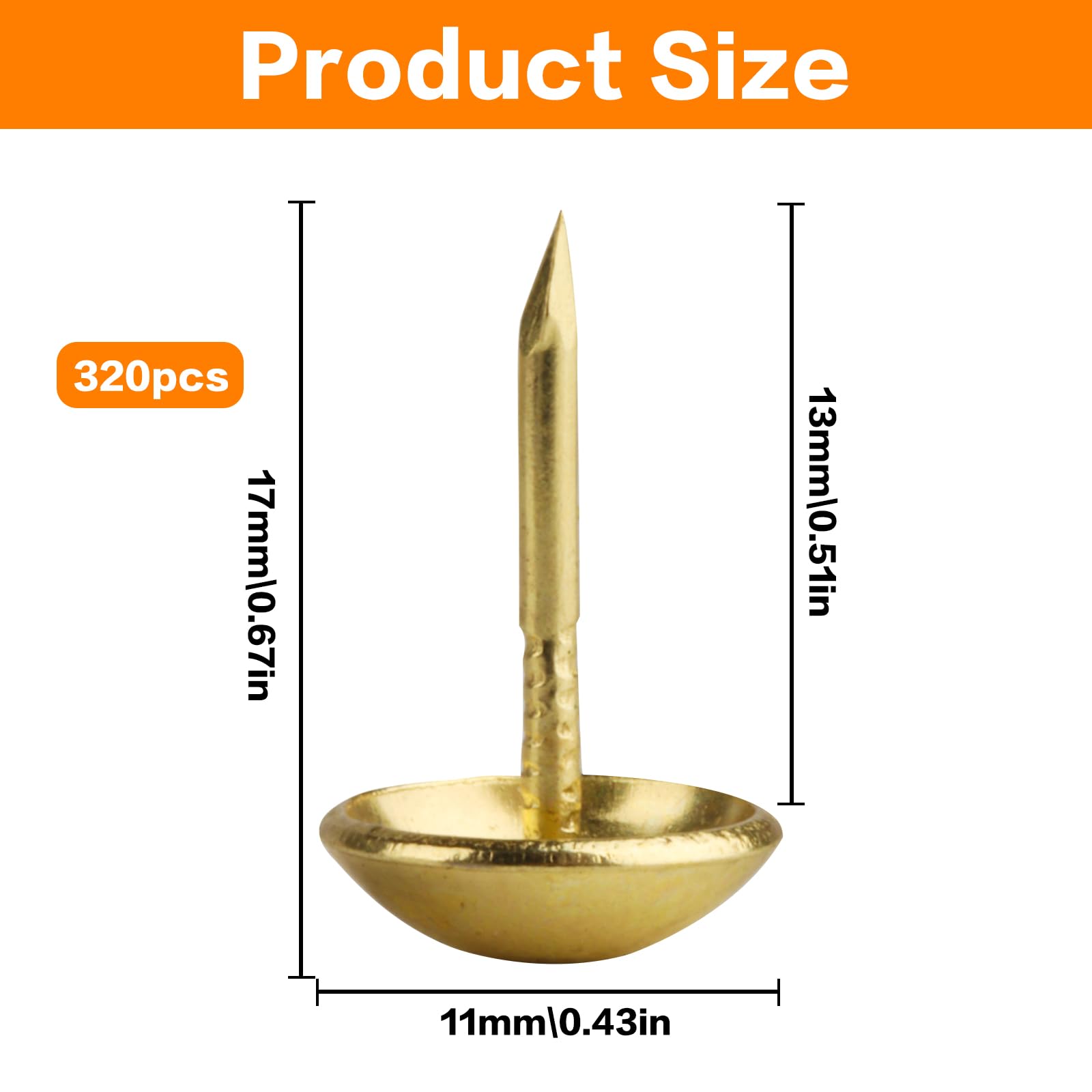 320 Pcs Upholstery Nails, Upholstery Tacks Pins, Furniture Decorative Thumbtacks, Antique Push Studs Pins - Image 2