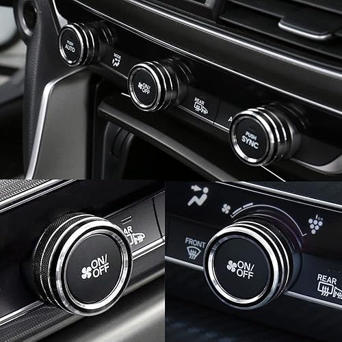 Miniatura 5 de 5 piezas de aluminio para consola central de automóvil CA aire acondicionado, perilla de volumen de sonido, ajuste para 10º Honda Accord Sedan Sport