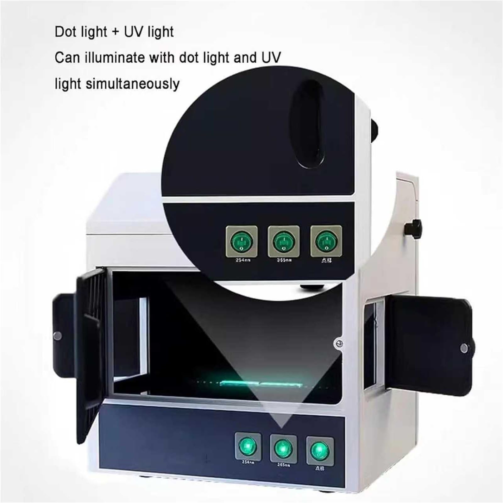 Analizzatore ultravioletto UV, tester di analisi di laboratorio, rivelatore di fluorescenza, lunghezza d'onda 254nm/365nm, con finestra di osservazione, ideale per test di prodotto