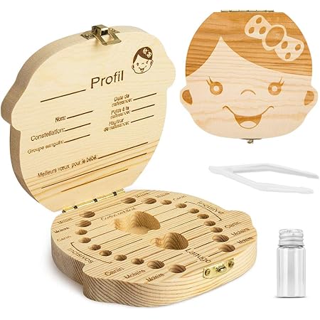 Boite A Dents De Lait En Bois Avec Etiquette Francaise Organisateur De Rangement Pour Les Dents De L Enfant Souvenir Et Cadeau Pour Nouveau Nes Enfants Garcons Et Filles Amazon Fr Bebe Et Puericulture