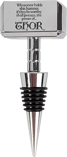 Miniatura 2 de Marvel Avengers Thor Mjolnir Hammer tapón para botella de vino, tapón de réplica que se adapta a cualquier botella, con licencia oficial, regalo de