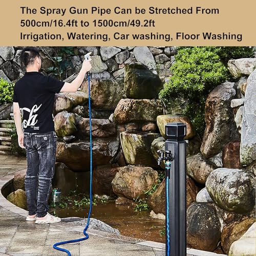 UWYTGF Water Column Garden Faucet Freestanding Outdoor Faucet Stand with Frost Free Long Faucet Vertical Garden Water Column Floor Mount Water Tap,One Color,with Faucet+Spray Gun