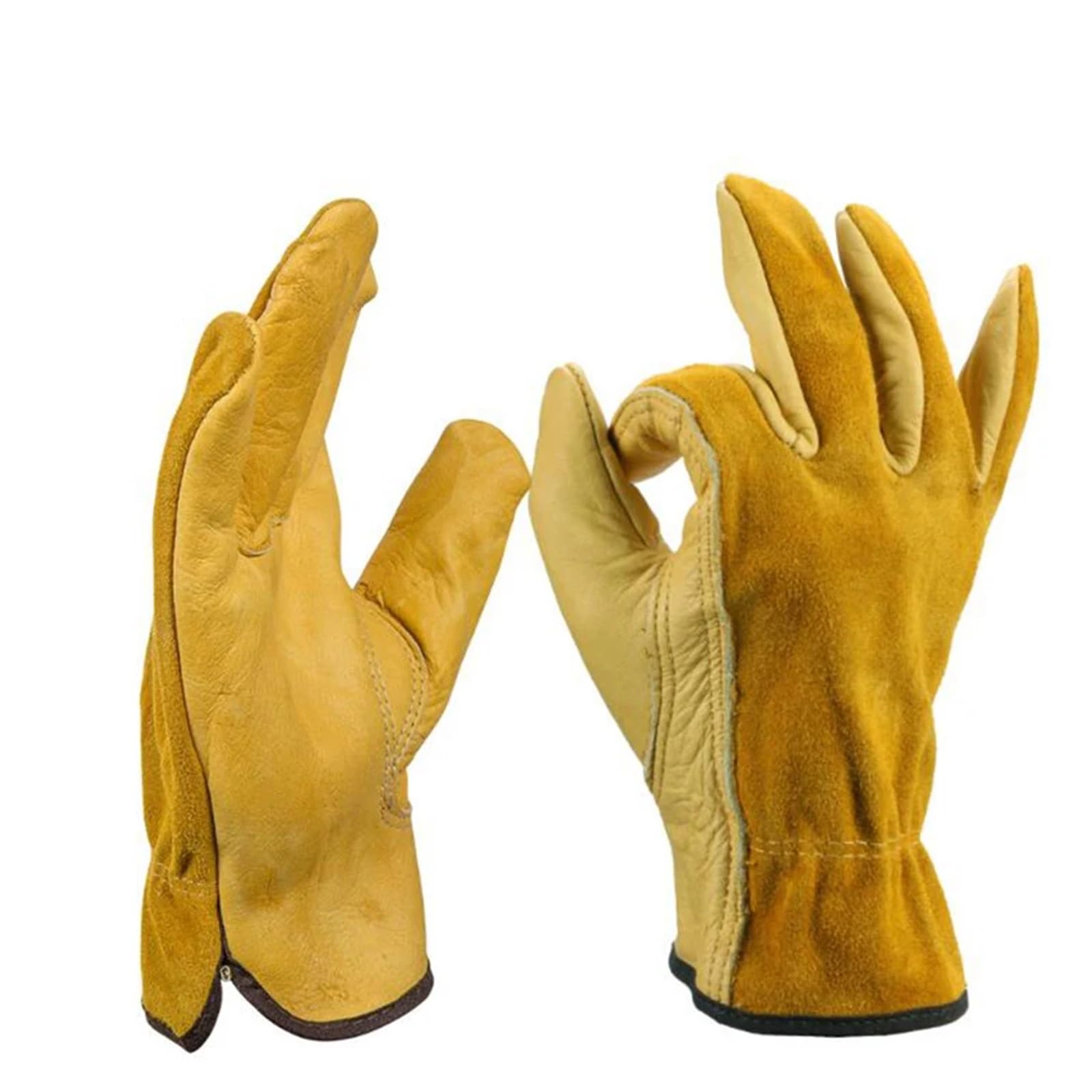 Guanti da Lavoro in Pelle PU, con Polso Elastico, Guanti protettivi for Giardinaggio, Fattoria, Magazzino, edilizia, Moto, S, M, L, XL(S)