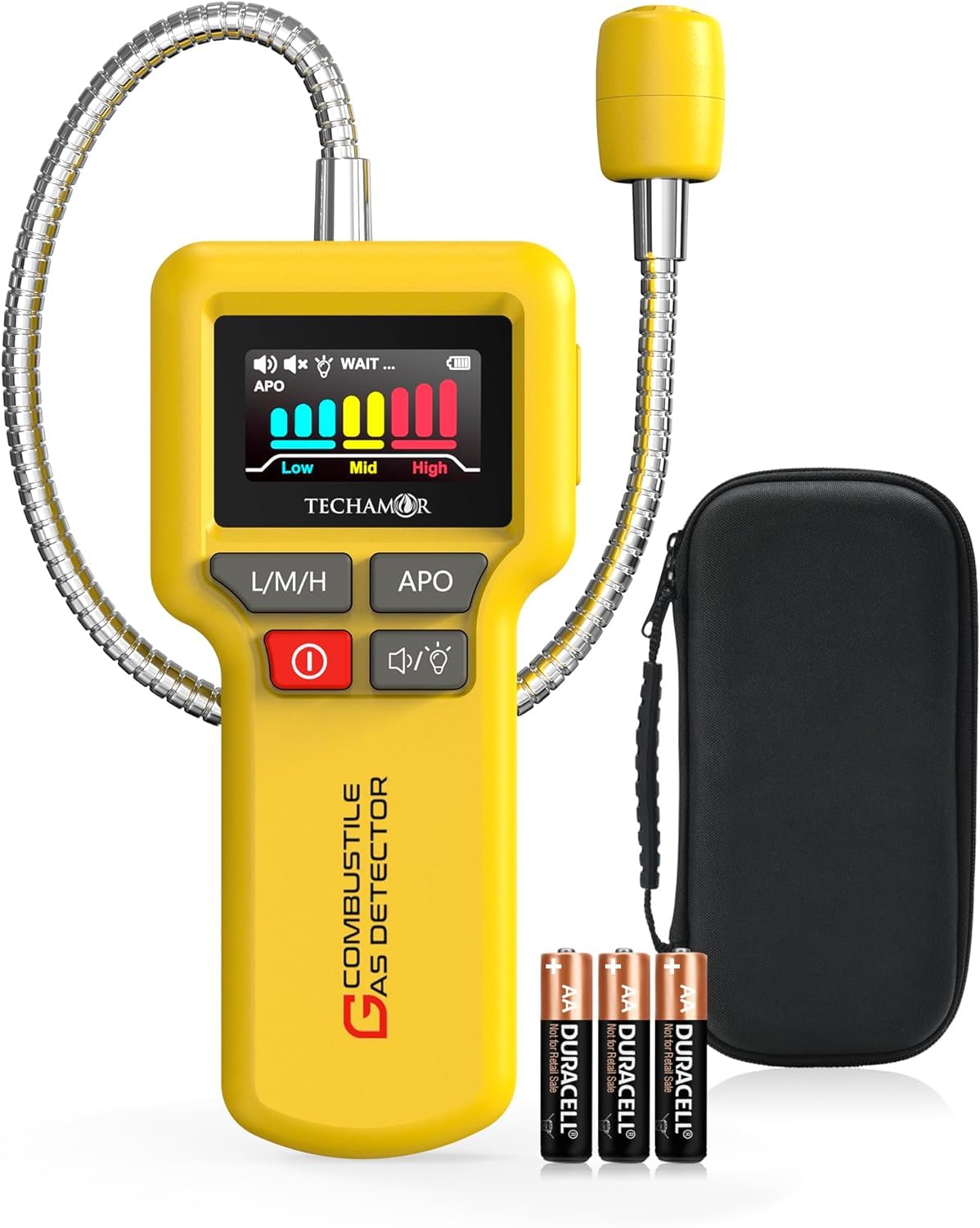 Natural Gas Detector, Portable Gas Leak Sniffer, Locating The Source of Propane, Methane, Butane, Natural Gas, Sewer Gas, LPG and Combustible Gas Leak for Home & RV, Gas Leak Detector(Battery x3)