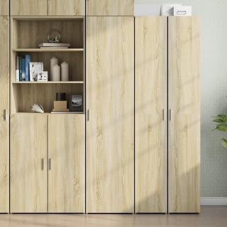 Sonoma-ek highboard, 45 x 42,5 x 185 cm, träbaserade byrå, smal byrå med fack, mångsidigt förvaringsutrymme för vardagsrum, sovrum och hall