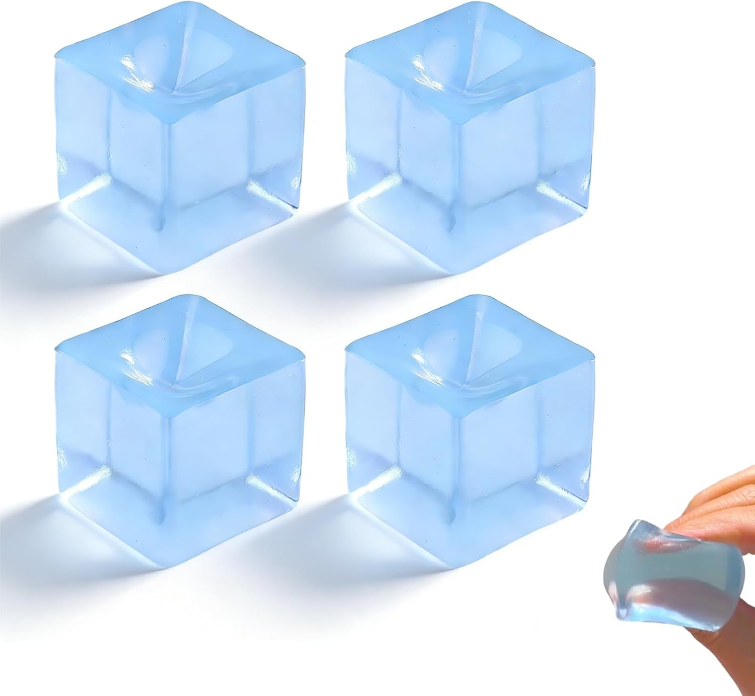 1 inch Ice Cube Stress Ball, 2026 New Squishy Stress Ice Cube Fidget Toys,TPR Ice Cube Soft Stress Relief Toy for Adults Anxiety Relief, Party Favors, Table Decoration（4PCS）
