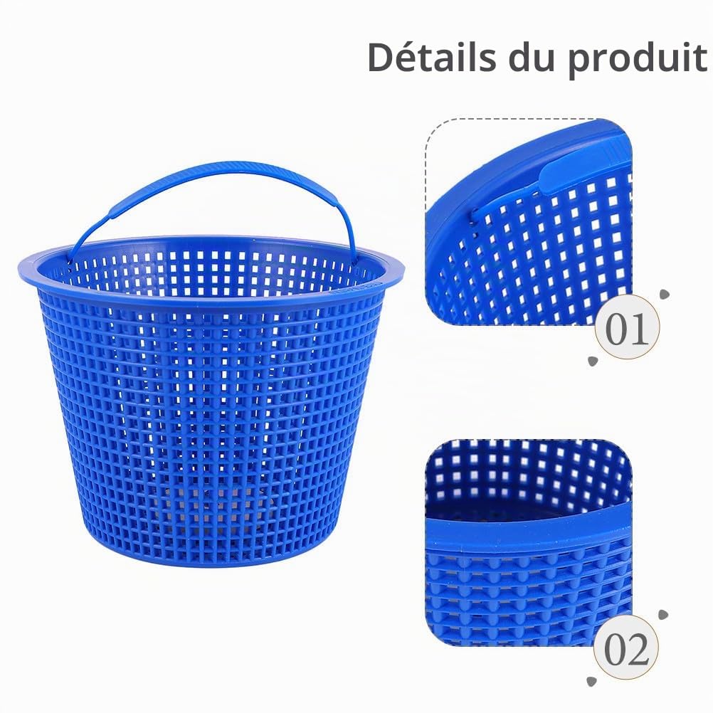 HEMOTON Lot de 2 Paniers de Rechange Bleus pour Écumoire de Piscine, pour Le Retrait Et Le Nettoyage des Feuilles Et Débris.