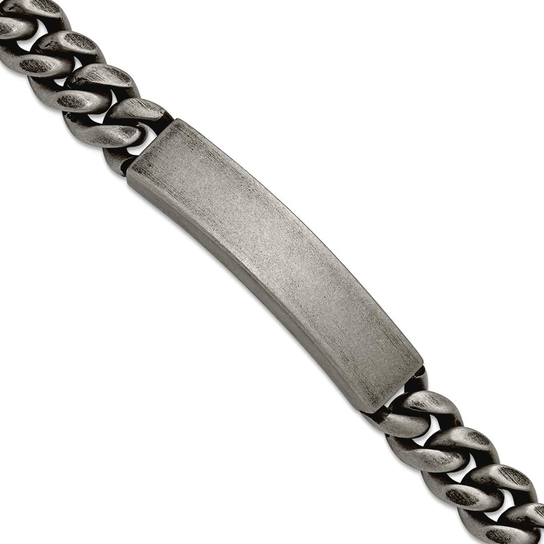 JewelryWeb Stainless Steel Brushed and Oxidized 10mm ID Bracelet 8.5 Inch Identification Bracelet for Women