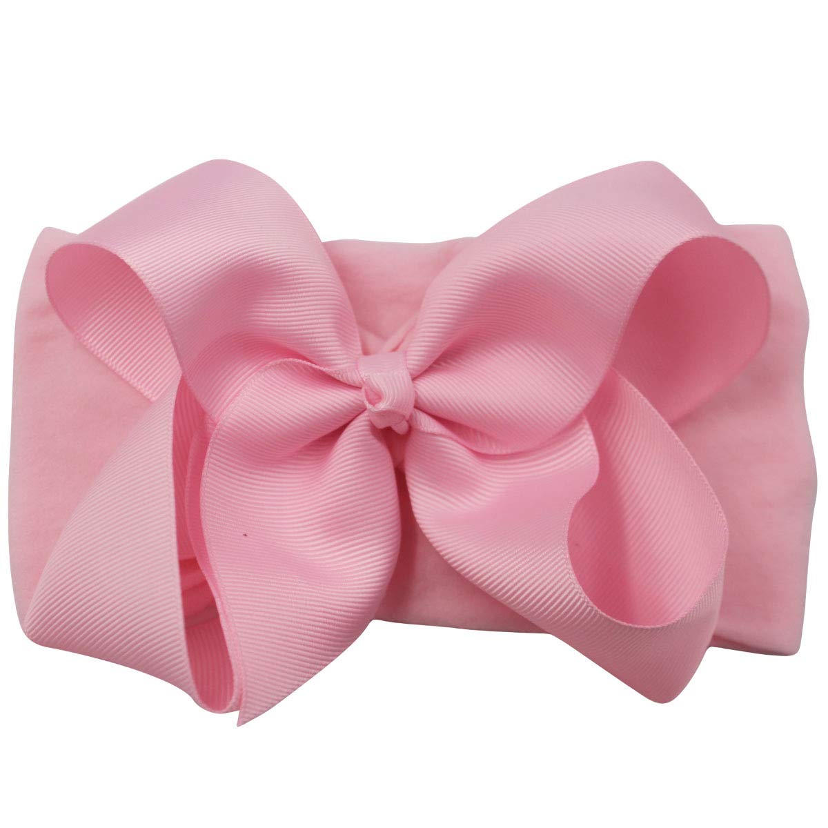Baby Girls Infant 6 Inch Bowknot Headband Hair Accessories Elastic Bow Newborn Toddlers Hairband Headdress (Pink)