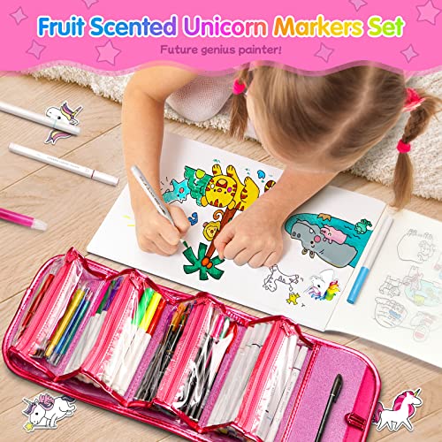 Beefunni PINK-PC002 Unicorn Washable Markers Set 48 Pcs With Glitte Pencil Case, Art Supplies For Kids Ages 4-6-8 thumb #2