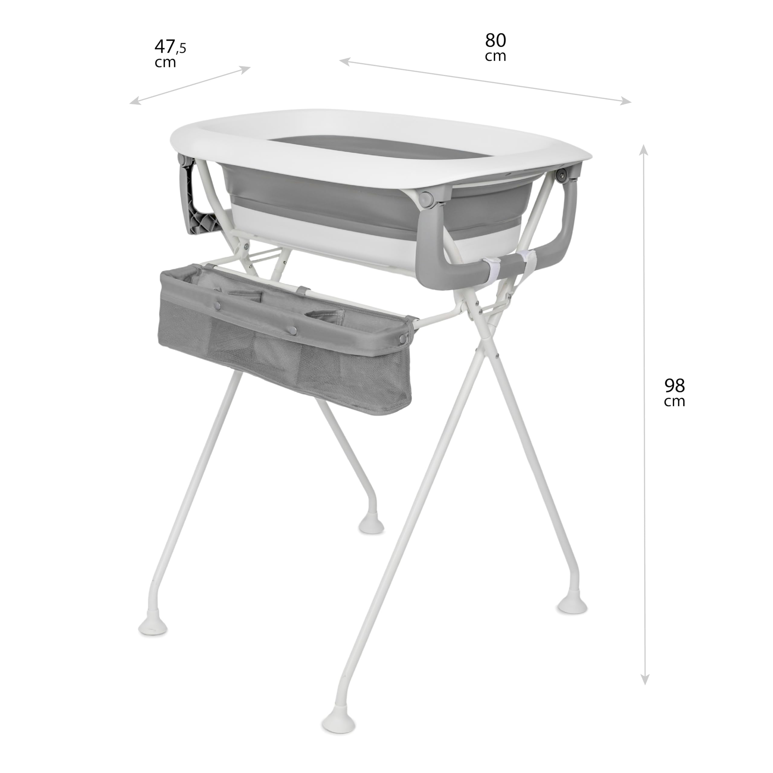 Toral Bañera Bebe con Patas y Cojín Comoda, Facil de Guardar, con Tapón y Patas Antideslizantes - Bañera Bebé Plegable Portatil - Asiento Bañera Bebe Modelo Vera