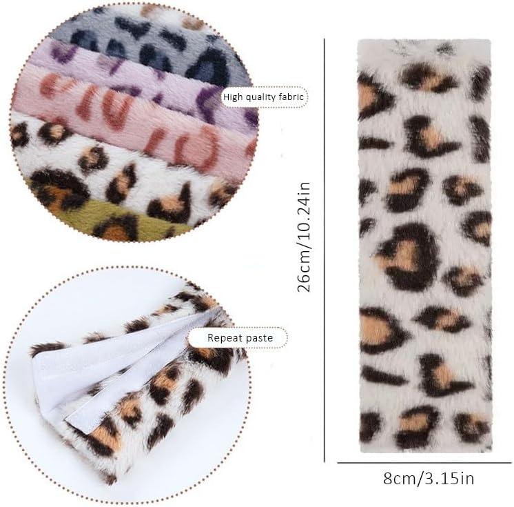 2 Pack Seat Belt Cover Pad, Cute Plush Leopard Print Seatbelt Covers Seatbelt Shoulder for More Comfortable Driving, Plush Fluffy Soft Seat Belt Cover, Car Interior Accessories, Green image 5