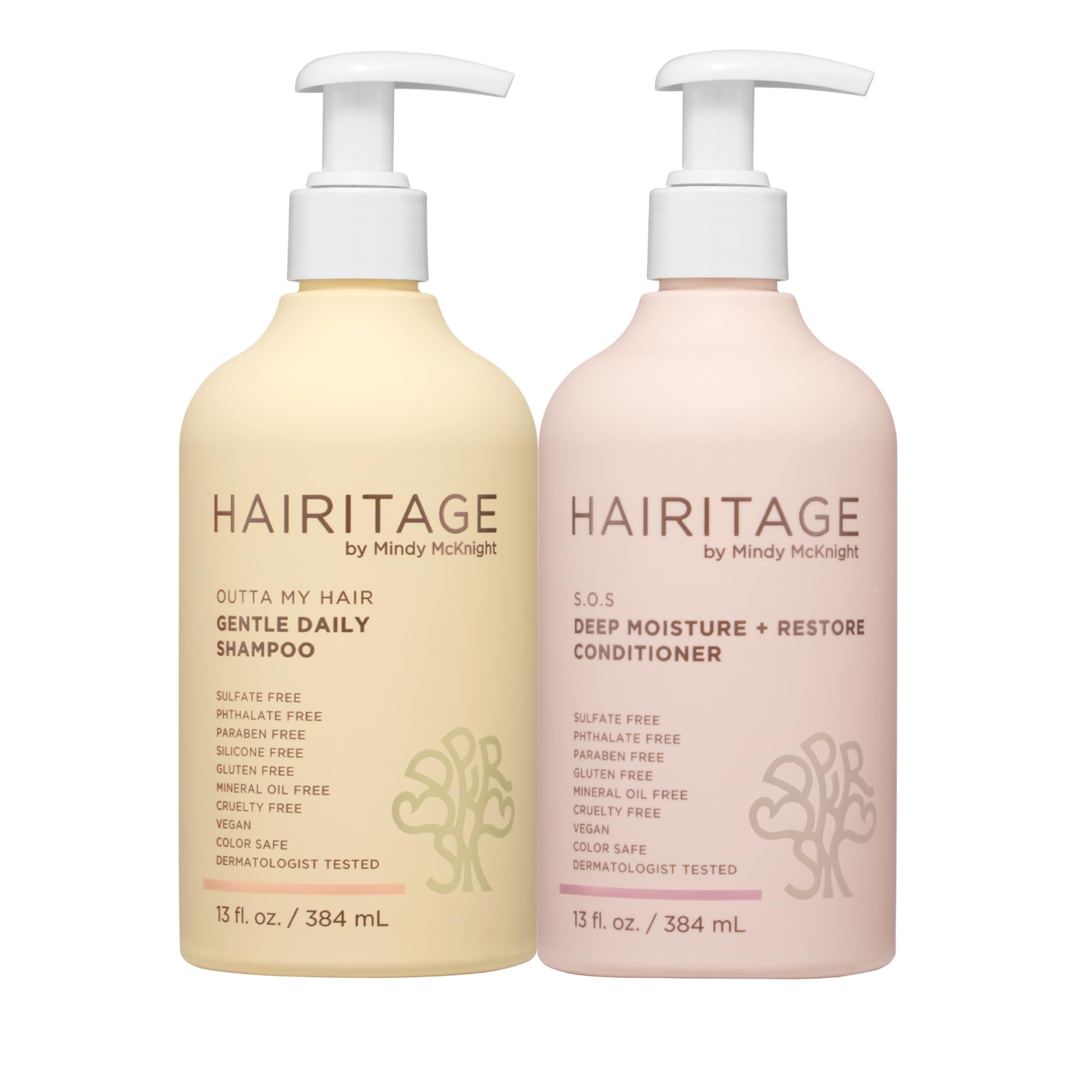 Gentle Daily Moisture Shampoo and Conditioner Set - Split End + Bond Strengthening for Dry, Damaged Hair with Jojoba Oil - Anti-Frizz and Color Safe - Cherry + Amber Scent (13oz. 2-pack)