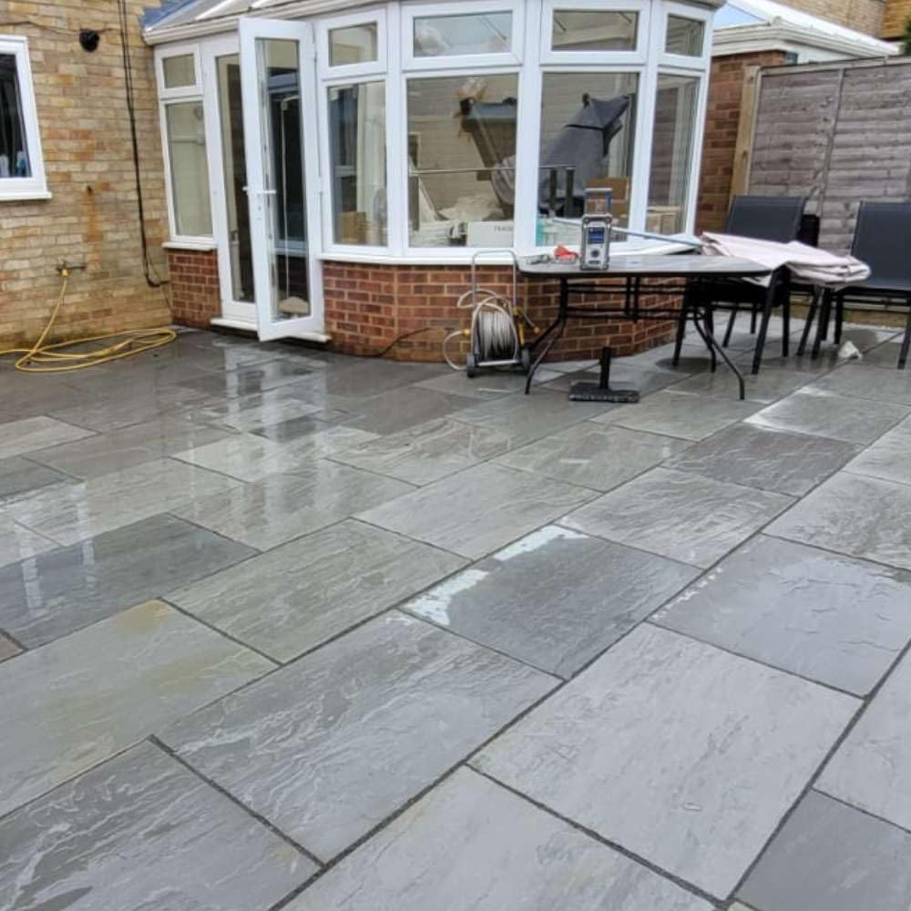 Stonewise Grey Kandla Riven Sandstone Paving Slabs 600X900mm – Pack Of 5 – Rustic Natural Stone Paving For Compact Patios, Garden Paths & Outdoor Accents