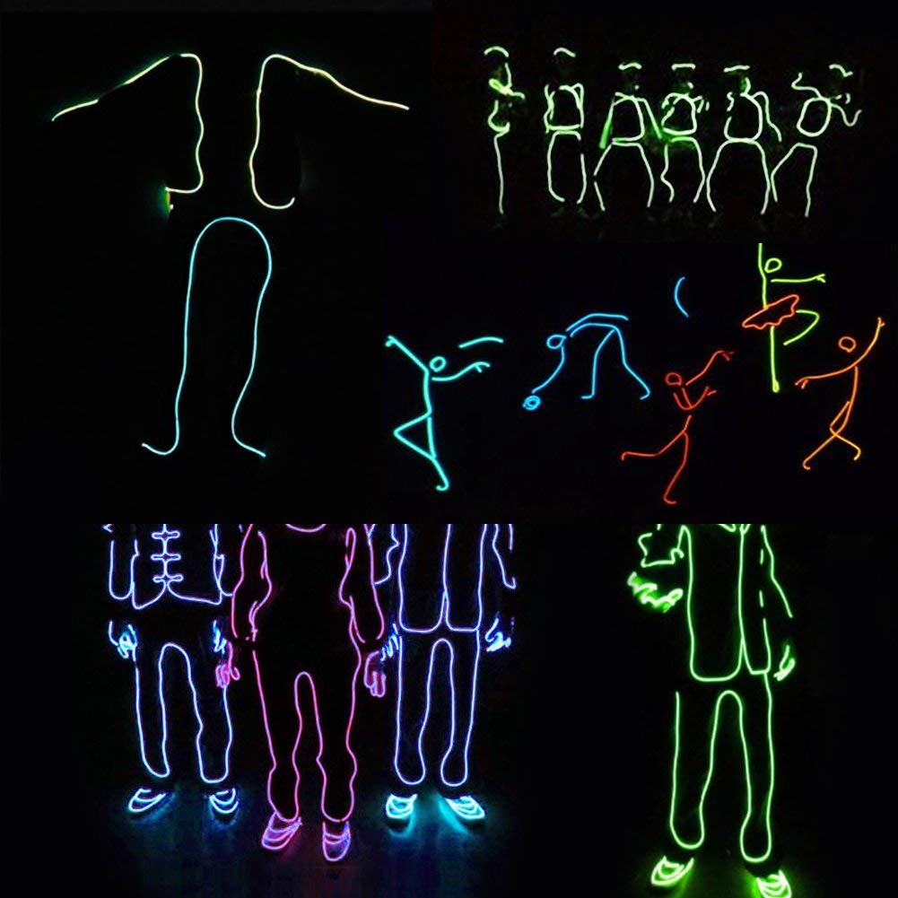 5 X 3M Resplandeciente efecto estroboscópico de luz electroluminiscente El alambre paquete de baterías para fiestas, decoración de Halloween (color)