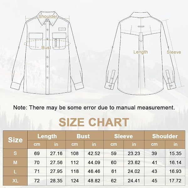 BSBUY Camicia da Donna UPF50+, Abbigliamento Camicetta da Trekking da Donna, Camicia da Safari a Maniche Lunghe con Bottone Traspirante, ad Asciugatura Rapida, per Pesca, Golf - 2