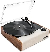 Victrola Eastwood II Bluetooth Turntable with Speakers, Vinyl Stream Tech, 3-Speed Belt Drive, Audio Technica Cartridge - Oak Vintage Style