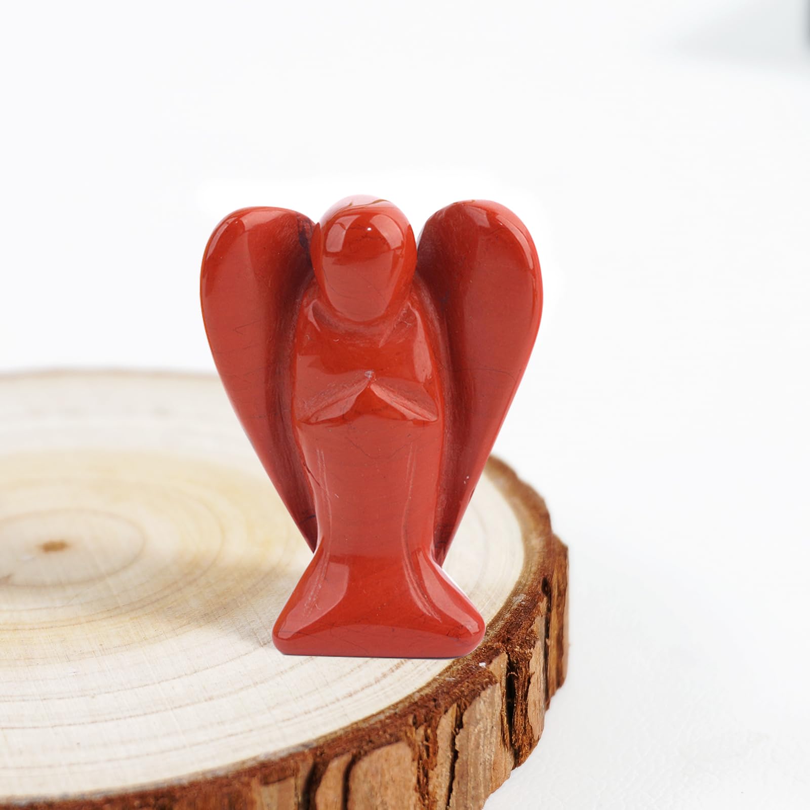 soulnioi 1.5" Natural Healing Crystal Gem Statue Guardian Angel Figurine for Home Room Decoration Ornament (Red Jasper) - Image 3