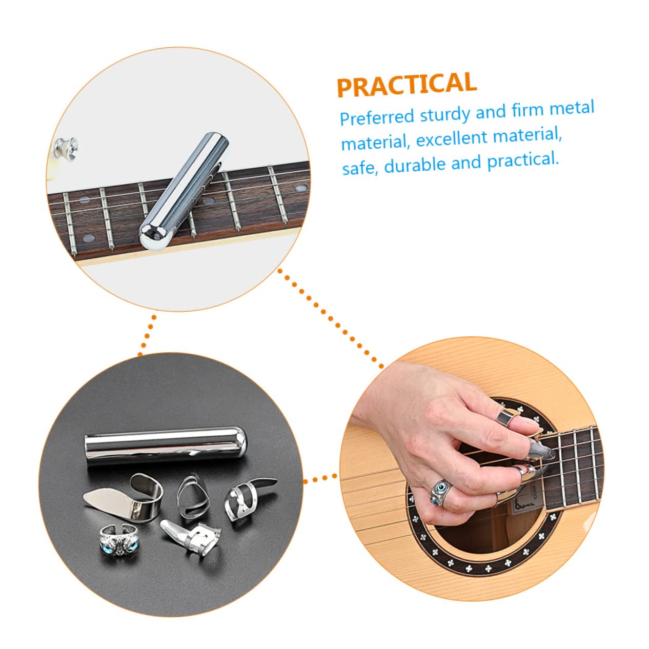 ibasenice 2ensembles Barre à Pour Guitare Avec Médiator De Pouce Et Des Doigts Accessoires Pratiques Pour Guitare Électrique De Métal Et Matériau