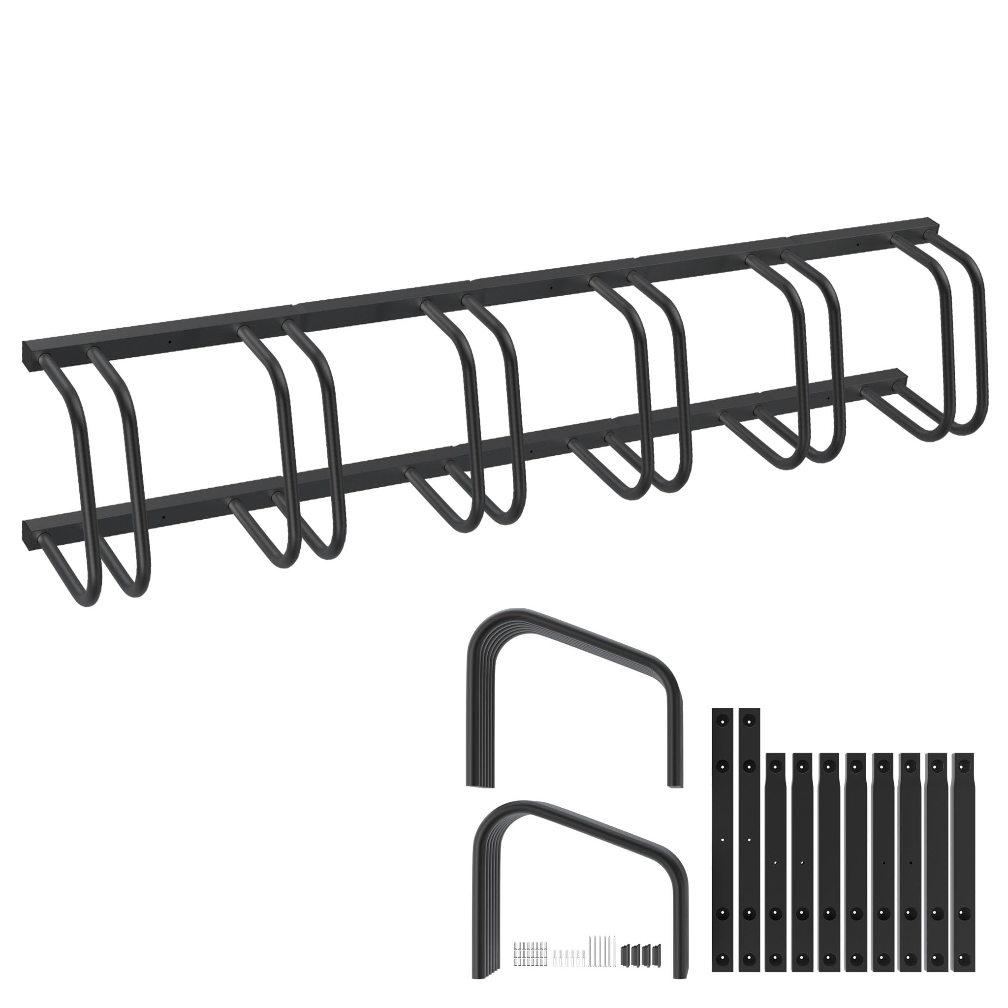 UISEBRT Fahrradständer aus Galvanisierter Stahl,Fahrradträger für 6 Fahrräder,Fahrradhalter für 30-65mm Reifenbreite,Aufstellständer für Boden oder Wandmontage,Schwarz