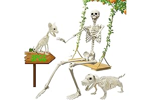 UMEELR 5.4FT Halloween Full Size Skeleton with Cat Dog Skeletons