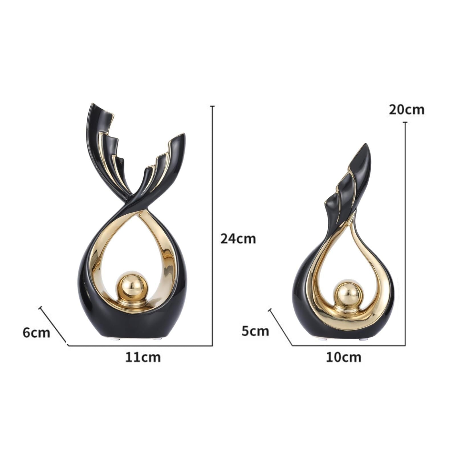 Regalos para Mujeres Sala de Estar cerámica Moderna Deco la Escultura for decoración Oficina Decoración para estanterías(Black,Big)