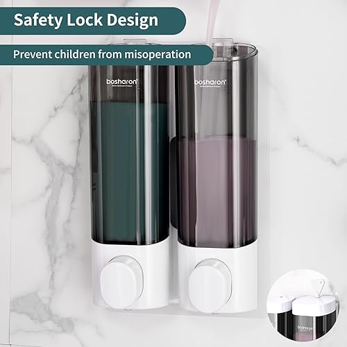 Miniatura 5 de Dispensador de jabón de ducha 2 en 1, dispensador de champú y acondicionador de cámara de 10.1 fl oz, dispensador de champú para ducha montado en la