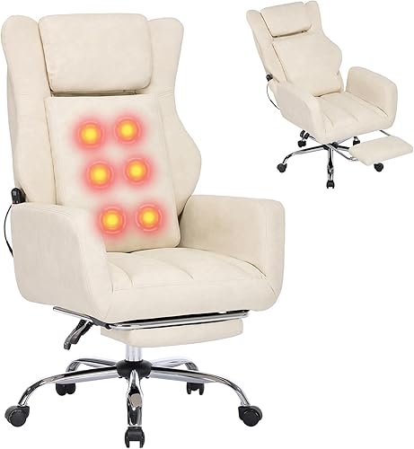 DYHOME Silla Ejecutiva de Oficina con Masaje y Reposapiés, Silla Ergonómica Giratoria de Escritorio de Alta Resistencia con Soporte Lumbar, Ruedas,