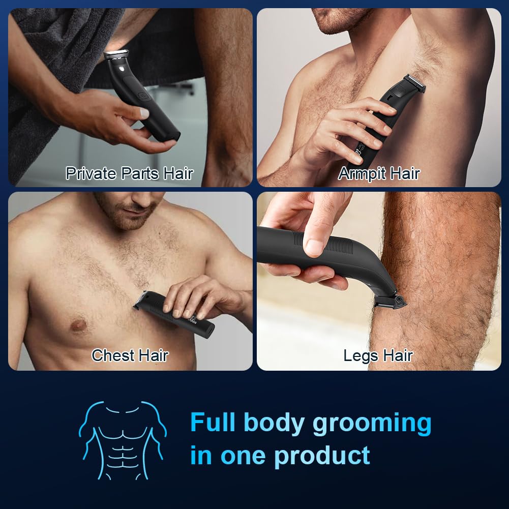 Tondeuse Corps Homme,Tondeuse Intime Homme avec écran LED,Rechargeable par USB-C,IPX7 Rasoir Intime Étanche Wet & Dry pour Aisselles,visage,maillot,poils