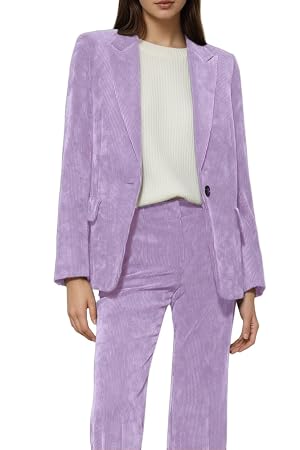 Womens 2 Piece Corduroy Suit Slim Fit Vintage Formal Pant Suit for Women Dressy Blazer Pants Set for